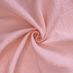 Ткань Муслин Жатый, цвет Нежно-Розовый (на отрез)  в Коломне